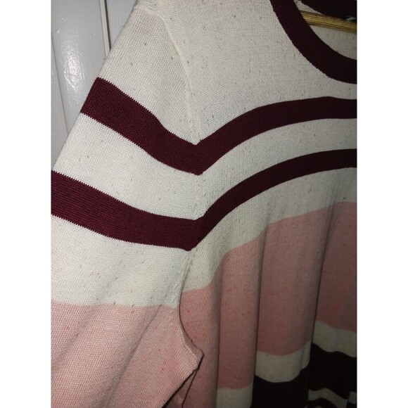 J Jason Wu Top Knit Women's XL Multi Striped Sweater Pink White Maroon **flaw** - Picture 4 of 12